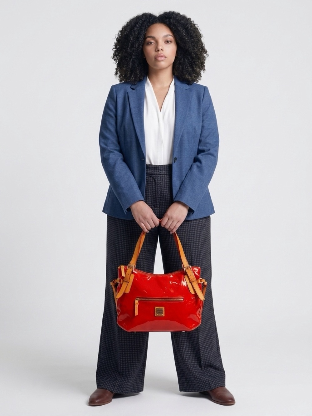 DOONEY & BOURKE ‘NINA’ EUC PATENT LEATHER SATCHEL IN VIBRANT RED